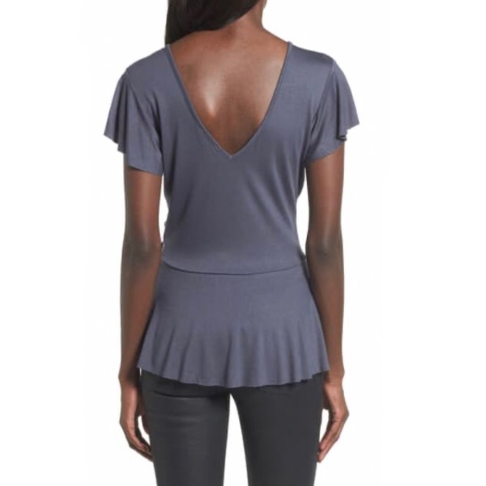 LEITH Ruffle Sleeve Wrap Top - Picture 2 of 8